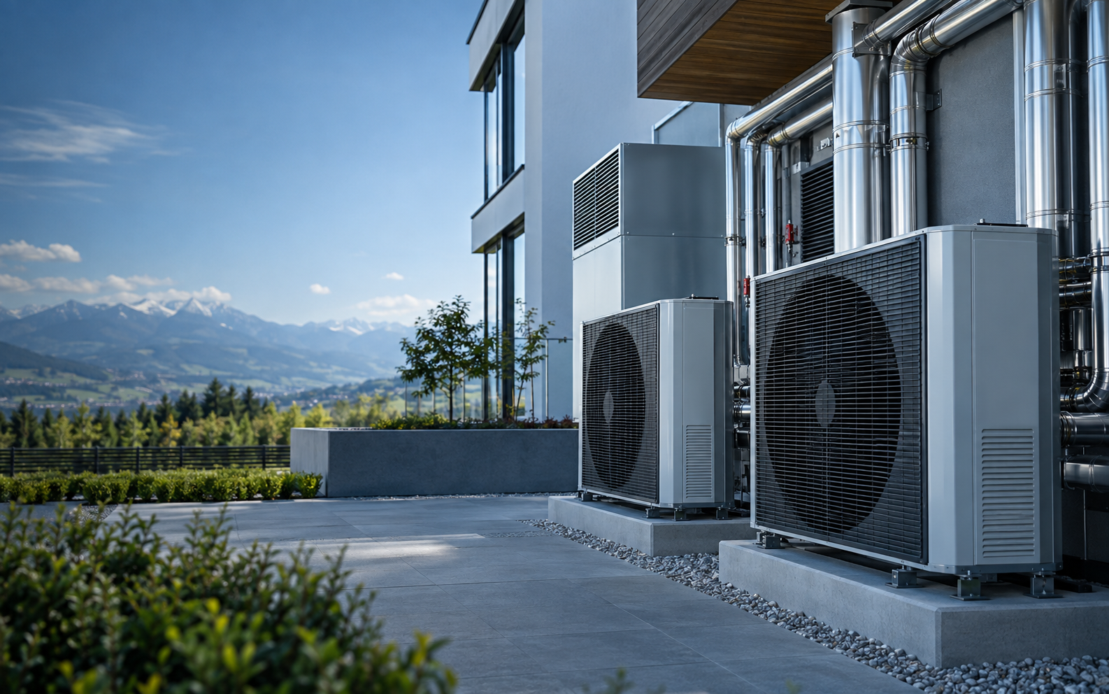 Moderné HVAC zariadenia pri budove